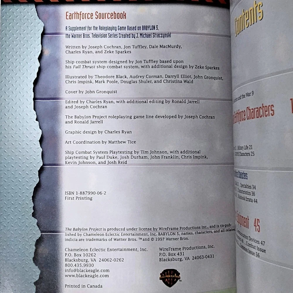 Chameleon Eclectic Babylon 5‎ Earthforce Sourcebook RPG Book New VTG